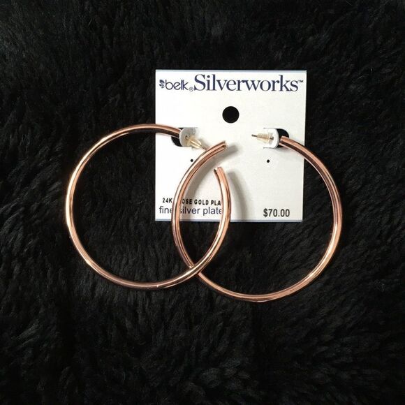 24K rose gold plated hoop earrings. NWT - Picture 1 of 2